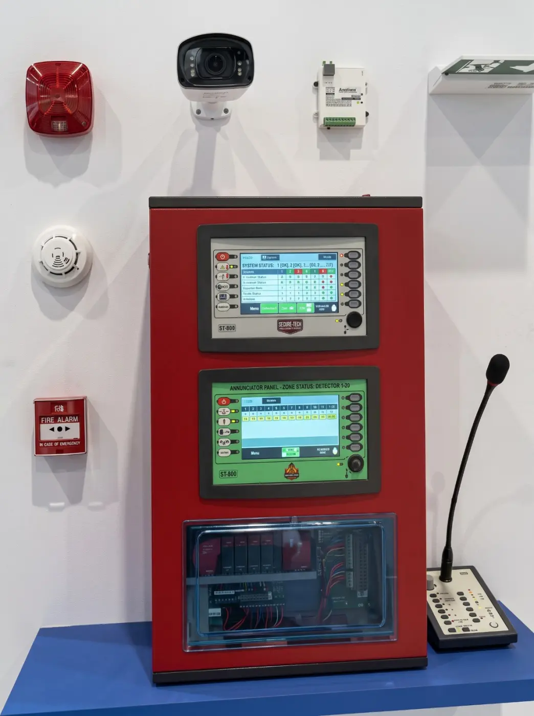 Panel de detección direccionable con sirena, detector y avisador manual